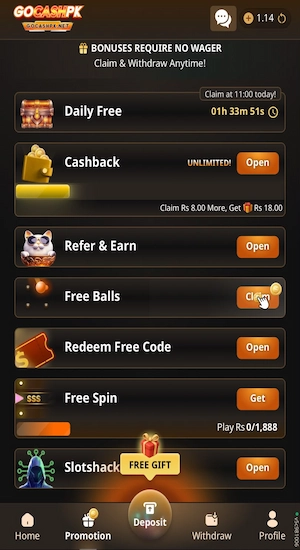 GOCASH PK Game Bonuses
